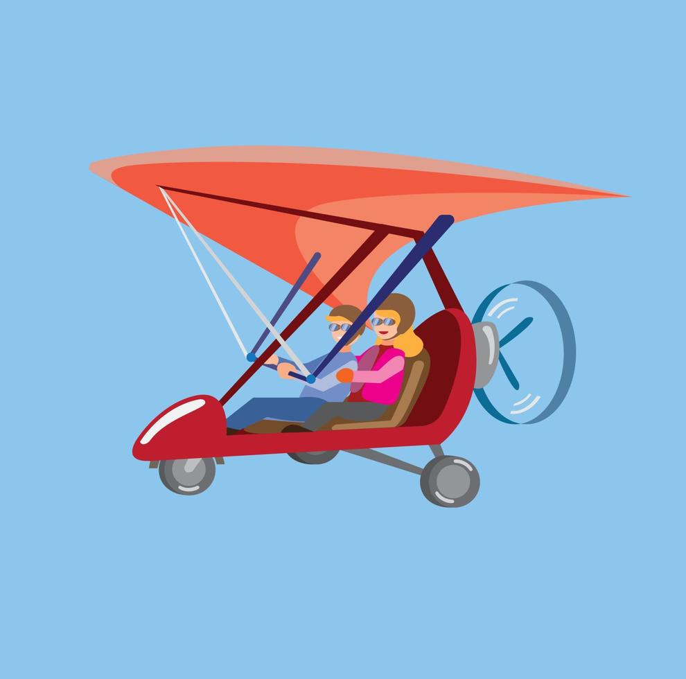 hang glider motorized flat vector illustration vector