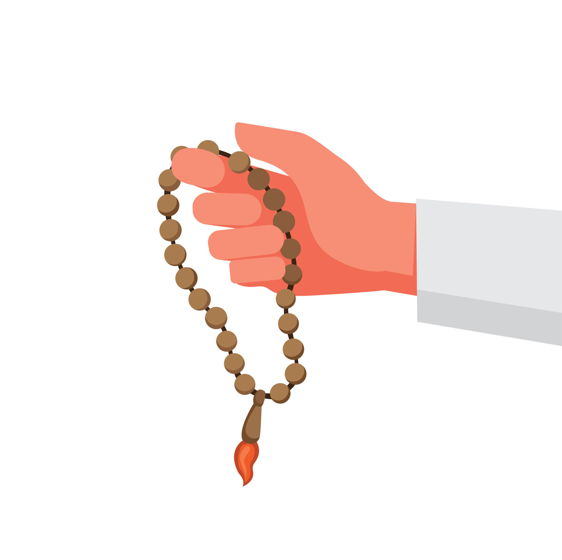 cartoon praying hands with rosary