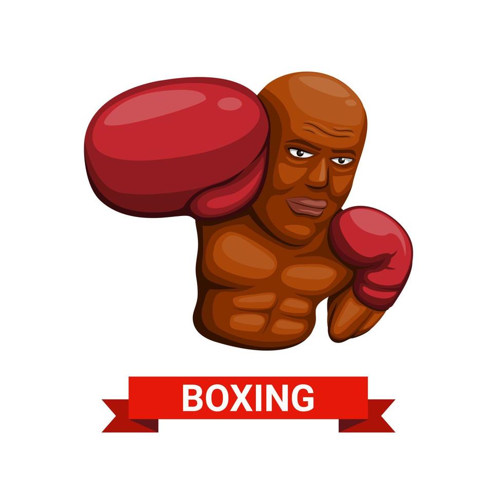 Concepto de carácter de símbolo de hombre de boxeo en vector de ilustración de dibujos animados sobre fondo blanco