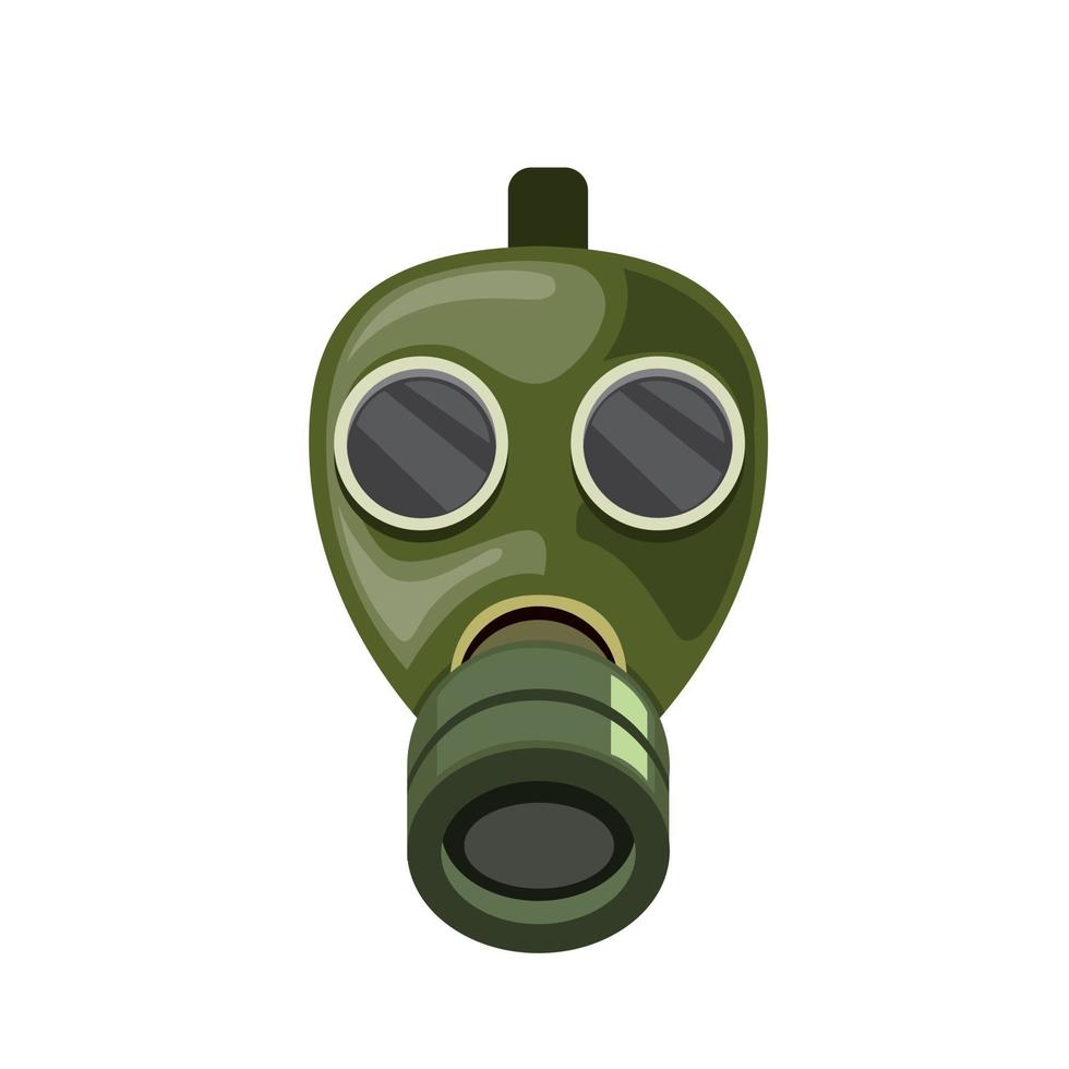 Icono de símbolo de máscara de gas del ejército vintage en vector de ilustración plana de dibujos animados aislado en fondo blanco