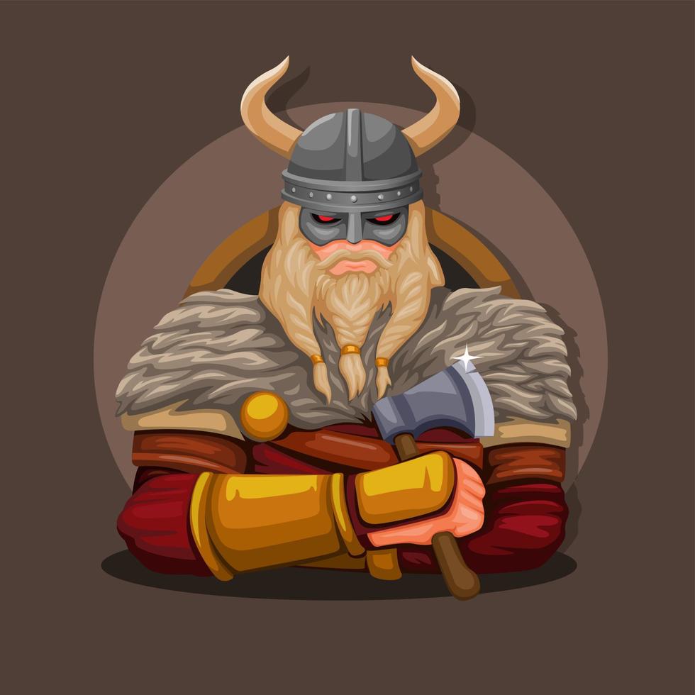 Viking warrior figure mascot character illustration vector