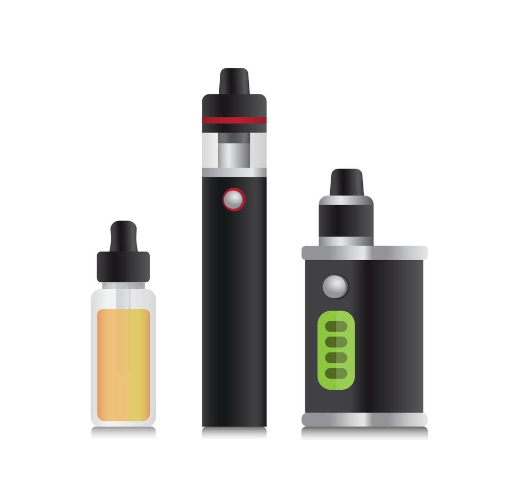 Vape, vape stick, and liquid refill, electronic cigarette device collection realistic illustration editable vector