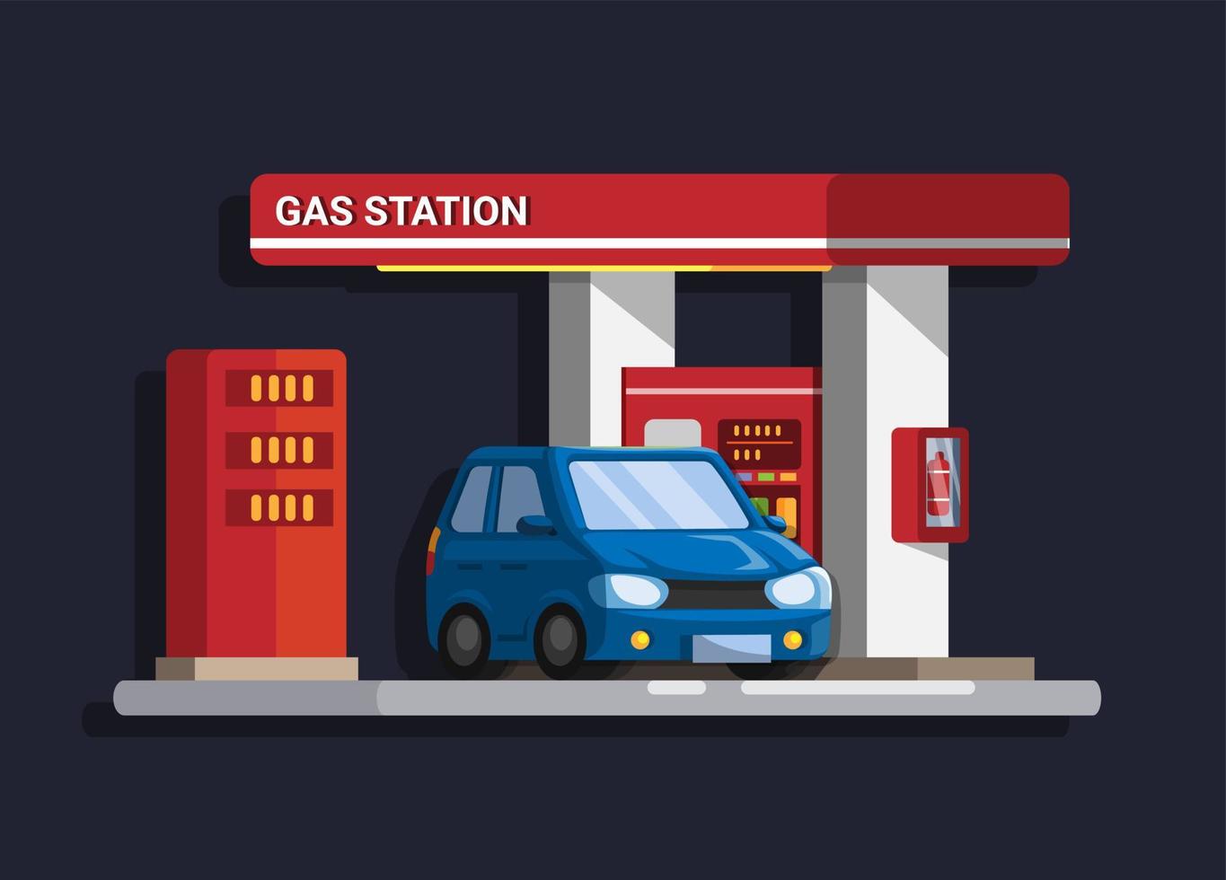 Car Gas Station building illustration cartoon vector