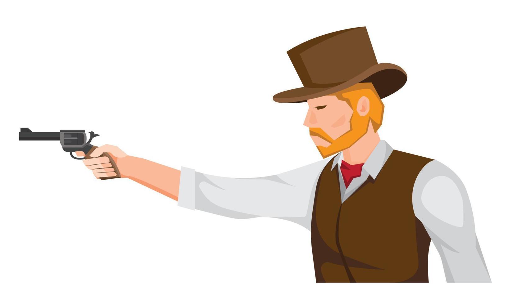 cowboy with gun cartoon illustration vector