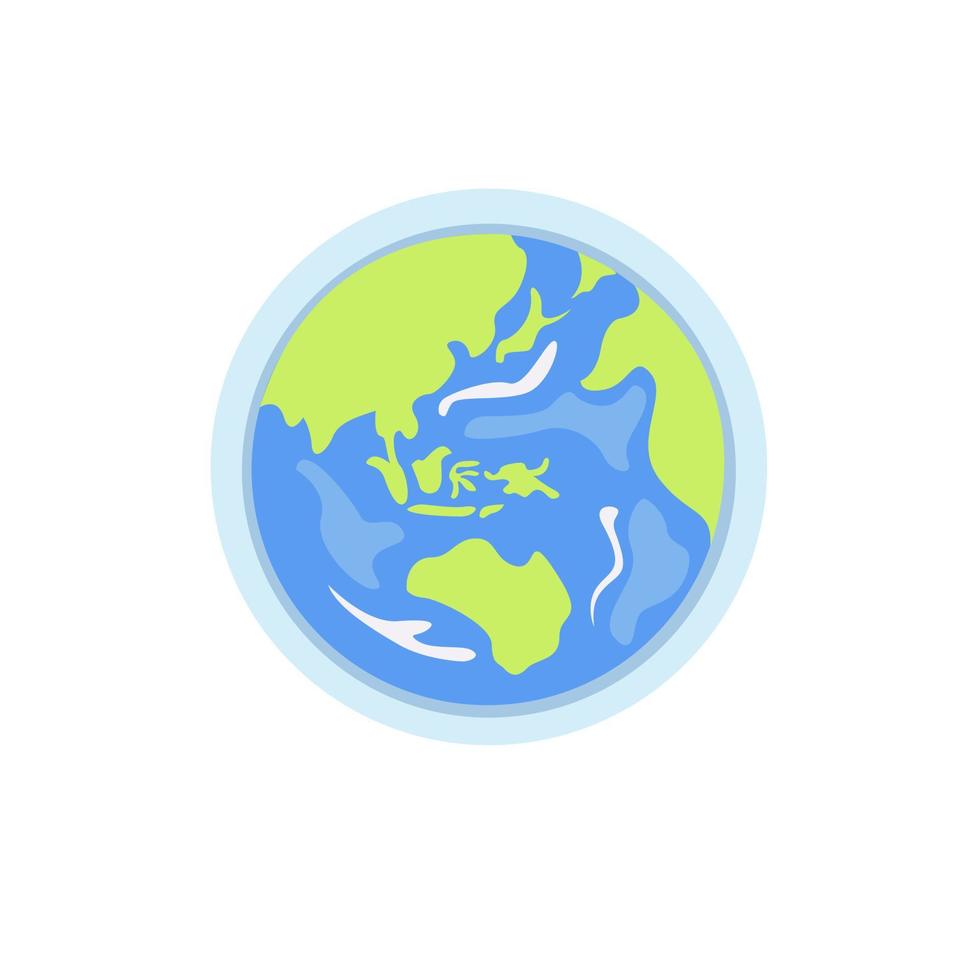 asia in earth globe flat cartoon illustration sign icon isolated in white background vector
