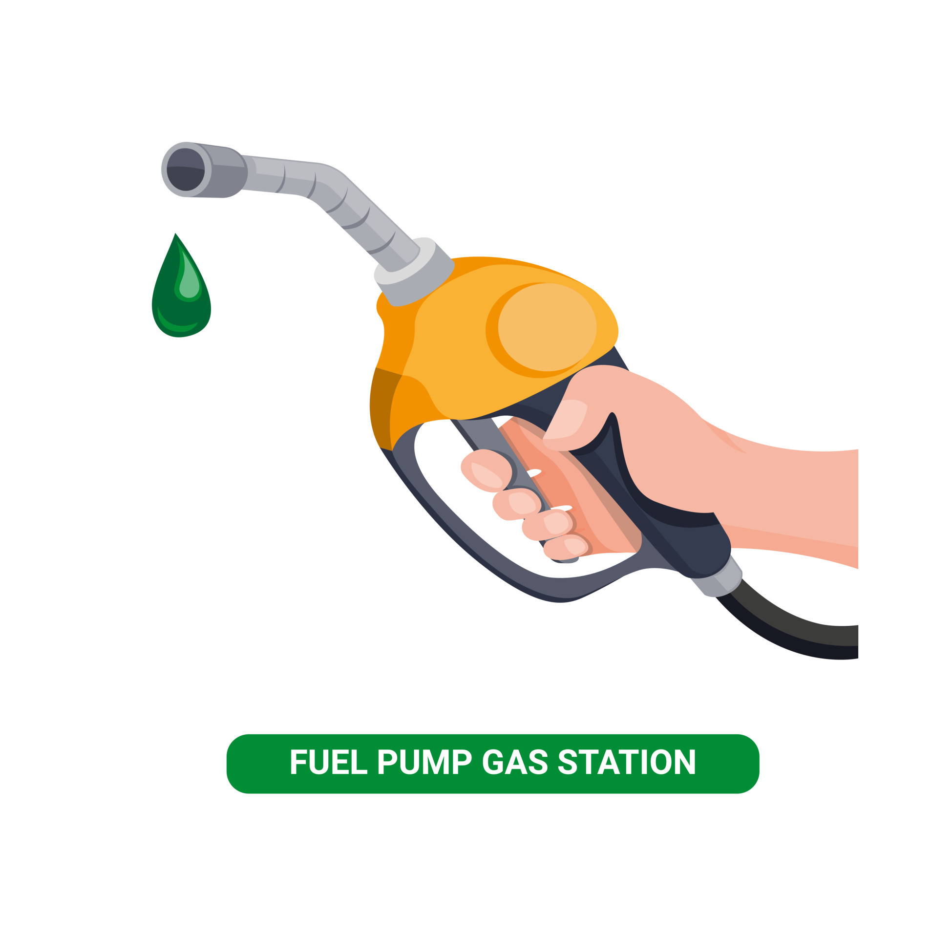Hand holding fuel nozzle, petrol pump with oil drop in gas station cartoon flat illustration vector isolated in white background 4596309 Vector Art at Vecteezy Hand holding fuel nozzle, petrol pump with oil drop in gas station cartoon flat illustration vector isolated in white background 4596309 Vector Art at Vecteezy
