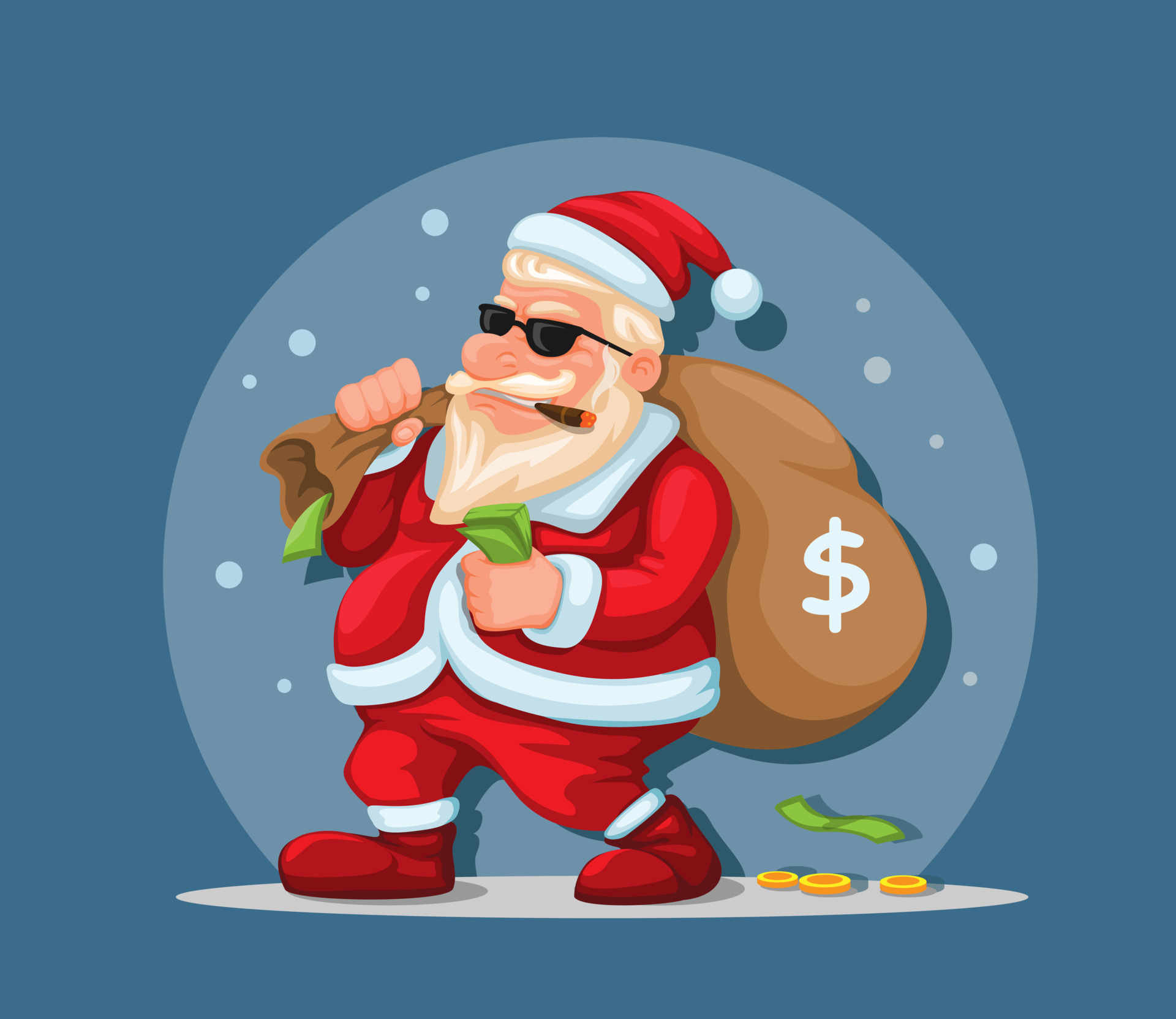 Grumpy Santa Clipart Black