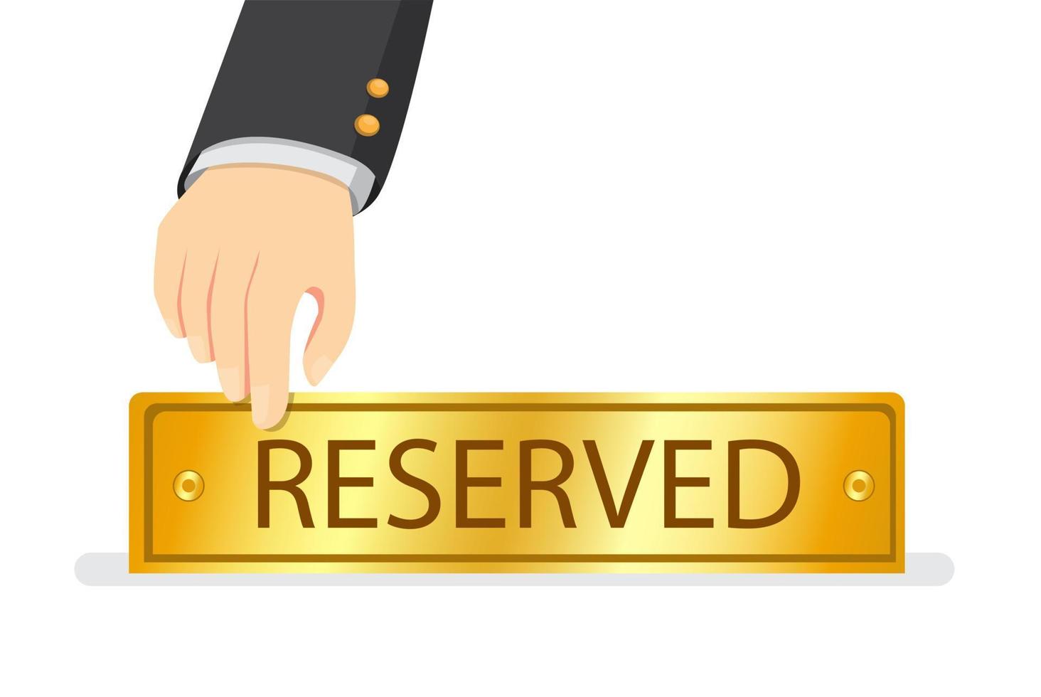 hand put reserved sign, reservation in hotel symbol illustration vector isolated in white background