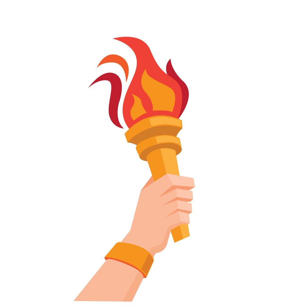 hand holding torch symbol flat illustration vector design 4596400