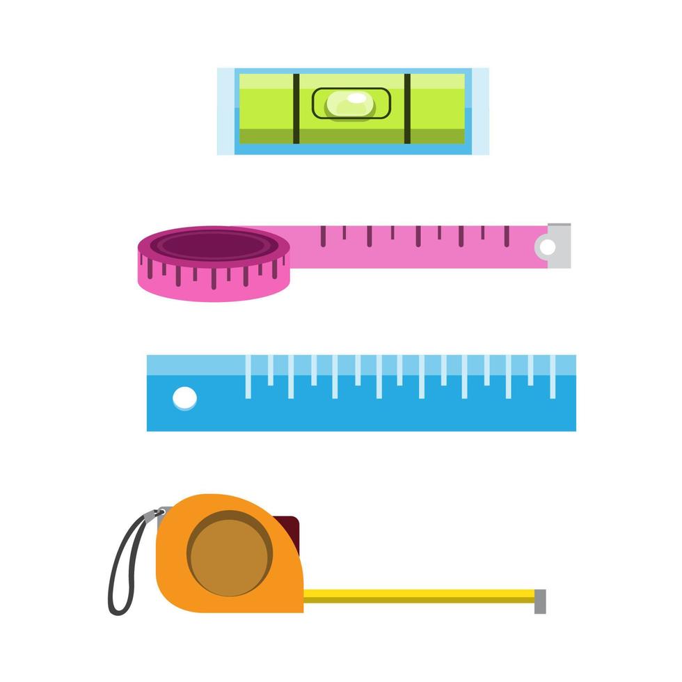 ruler icon set flat illustration vector