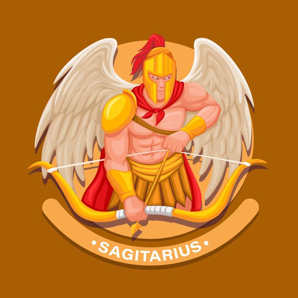 Greek archer warrior with wing mythological heroes character. sagittarius mascot illustration vector