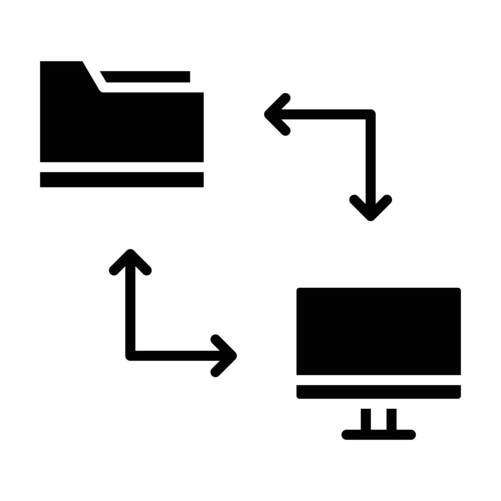 icono de glifo de transferencia de archivos en línea vector