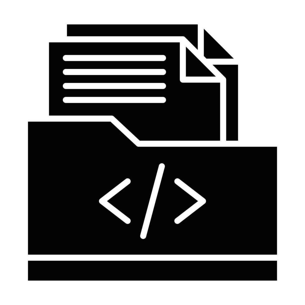 icono de glifo de carpeta de codificación vector