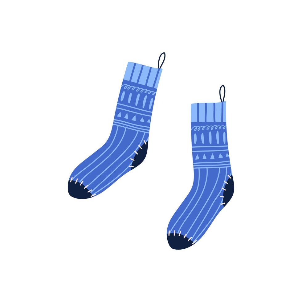 Cute hand drawn socks with ornament, flat vector illustration isolated on white background. Clothes for feet. Great for shop design.