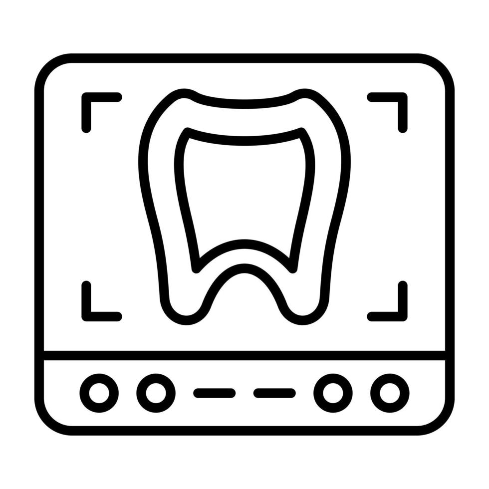 icono de línea de radiografía de diente vector
