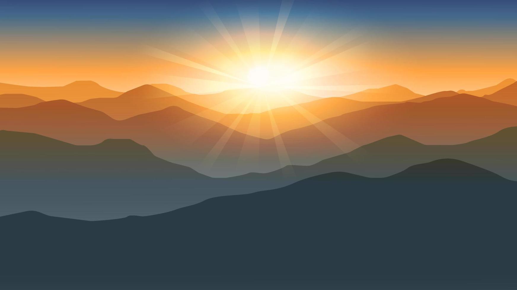 Mountain range sunset or sunrise sky landscape vector