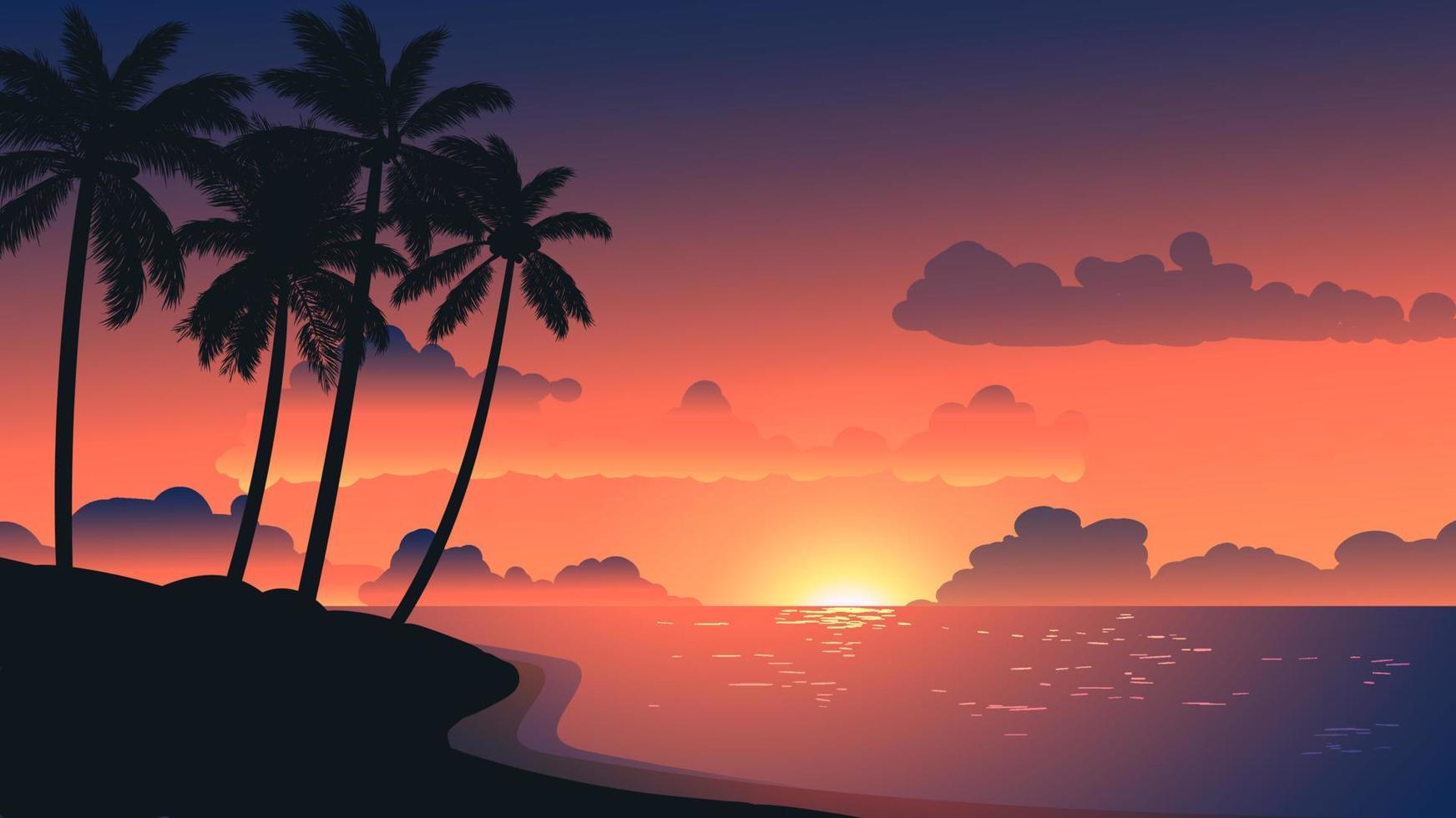 Beautiful tranquil beach sunset landscape 4597164 Vector Art at ...