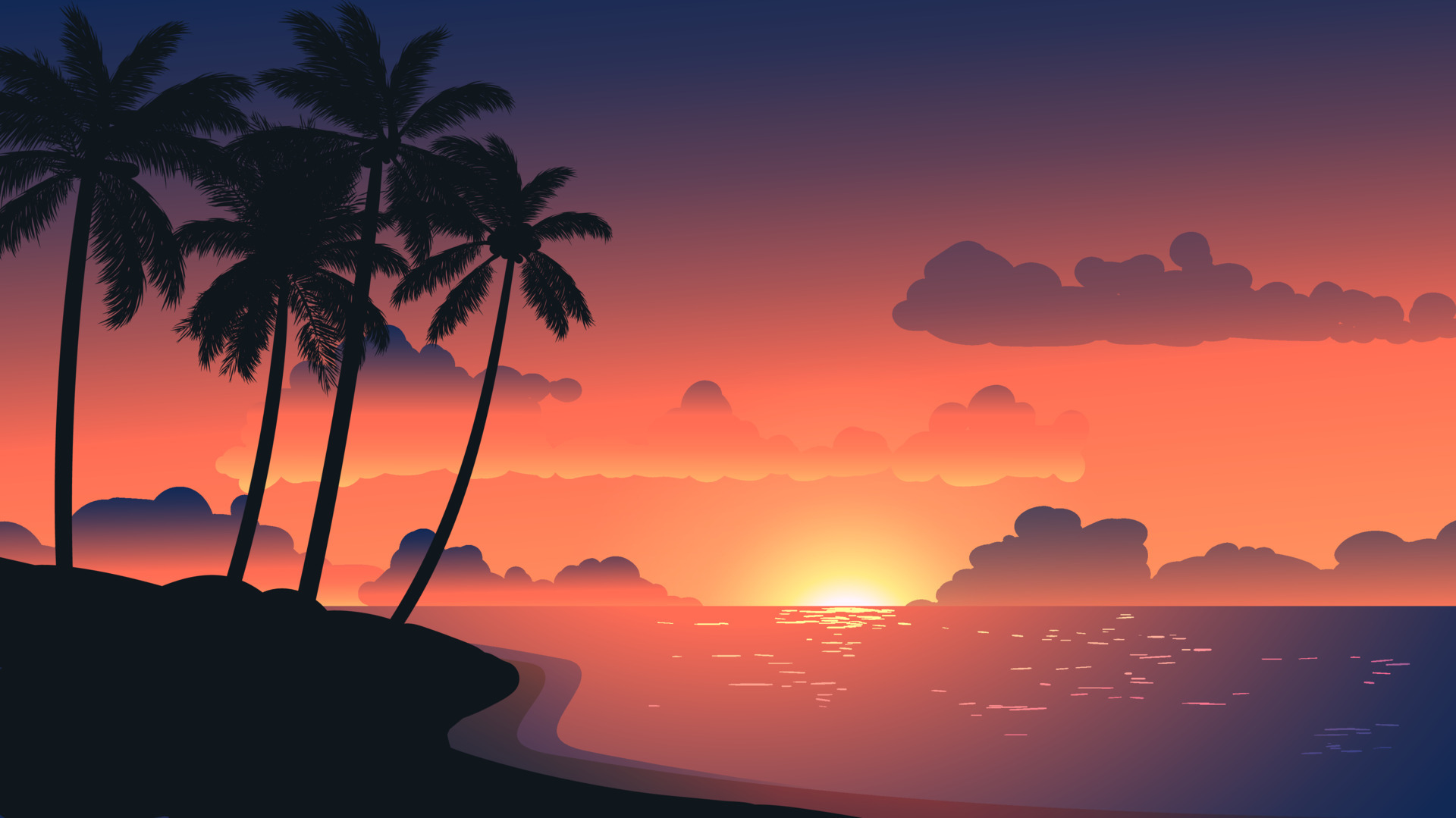 Beautiful tranquil beach sunset landscape 4597164 Vector Art at Vecteezy Beautiful tranquil beach sunset landscape 4597164 Vector Art at Vecteezy