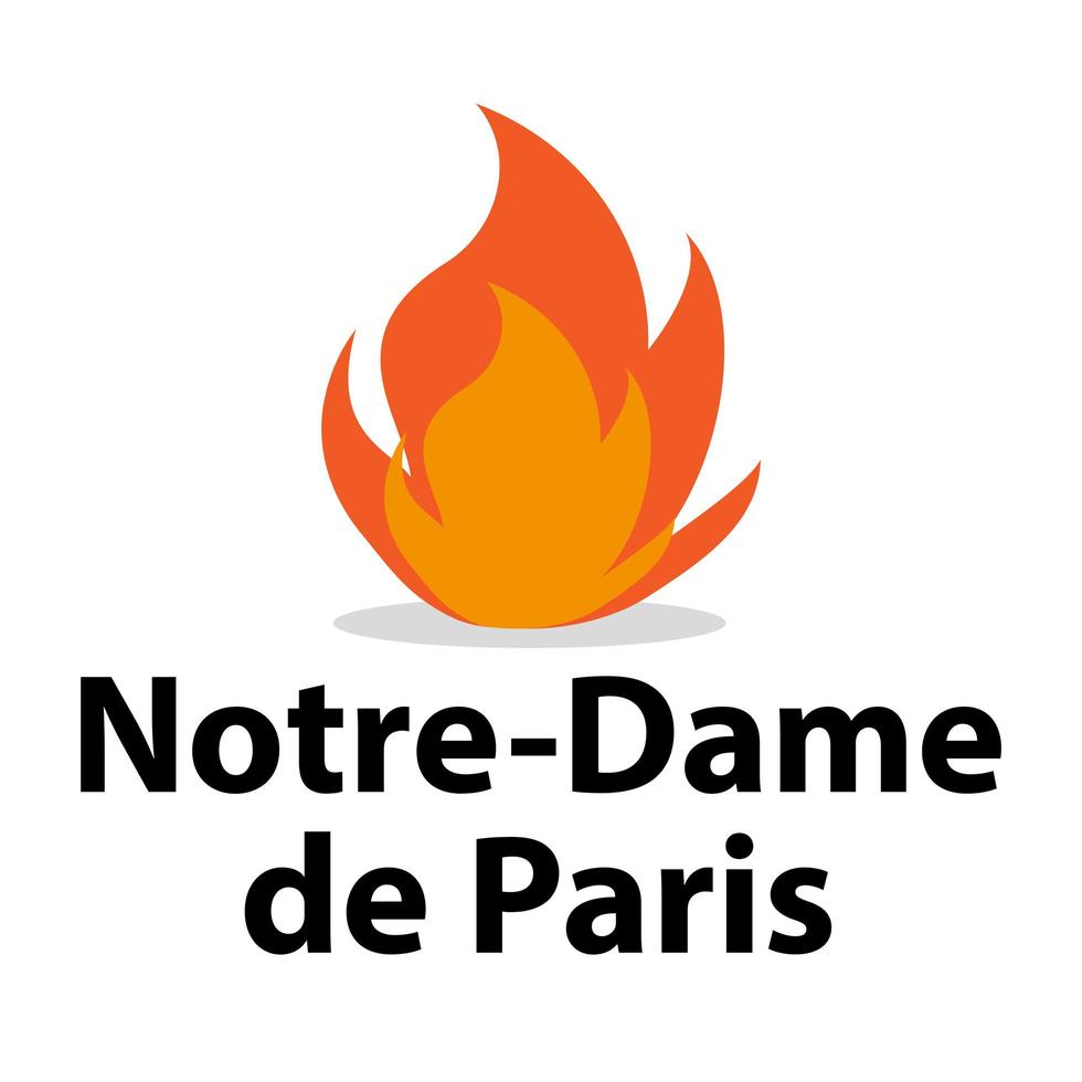 Francia - 15 de abril de 2019 incendio en la catedral de Notre Dame vector