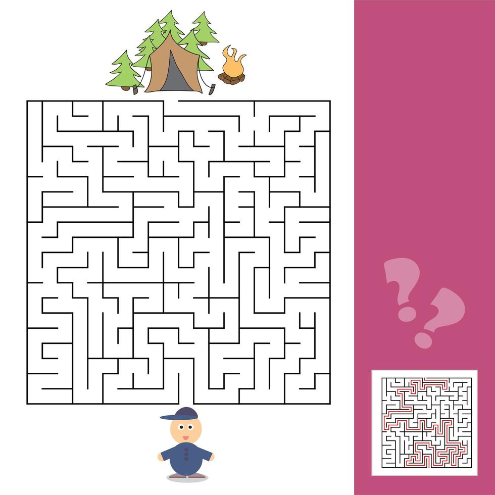 Game template with children camping - illustration with answer vector