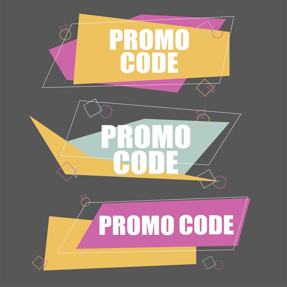 Promo code, coupon code. Flat vector set design illustration
