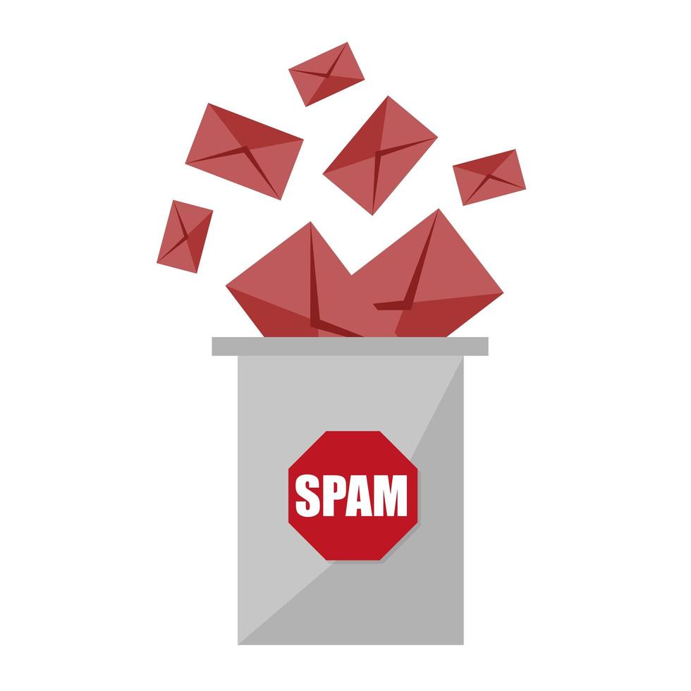 No spam. Stop spam graphic design - creative concept. Envelopes and spam basket vector