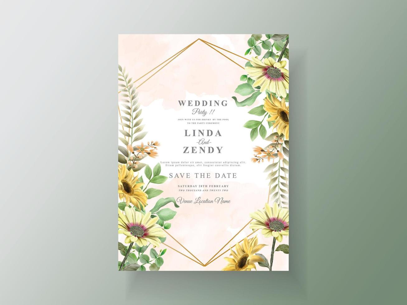Floral tropical wedding invitation cards vector
