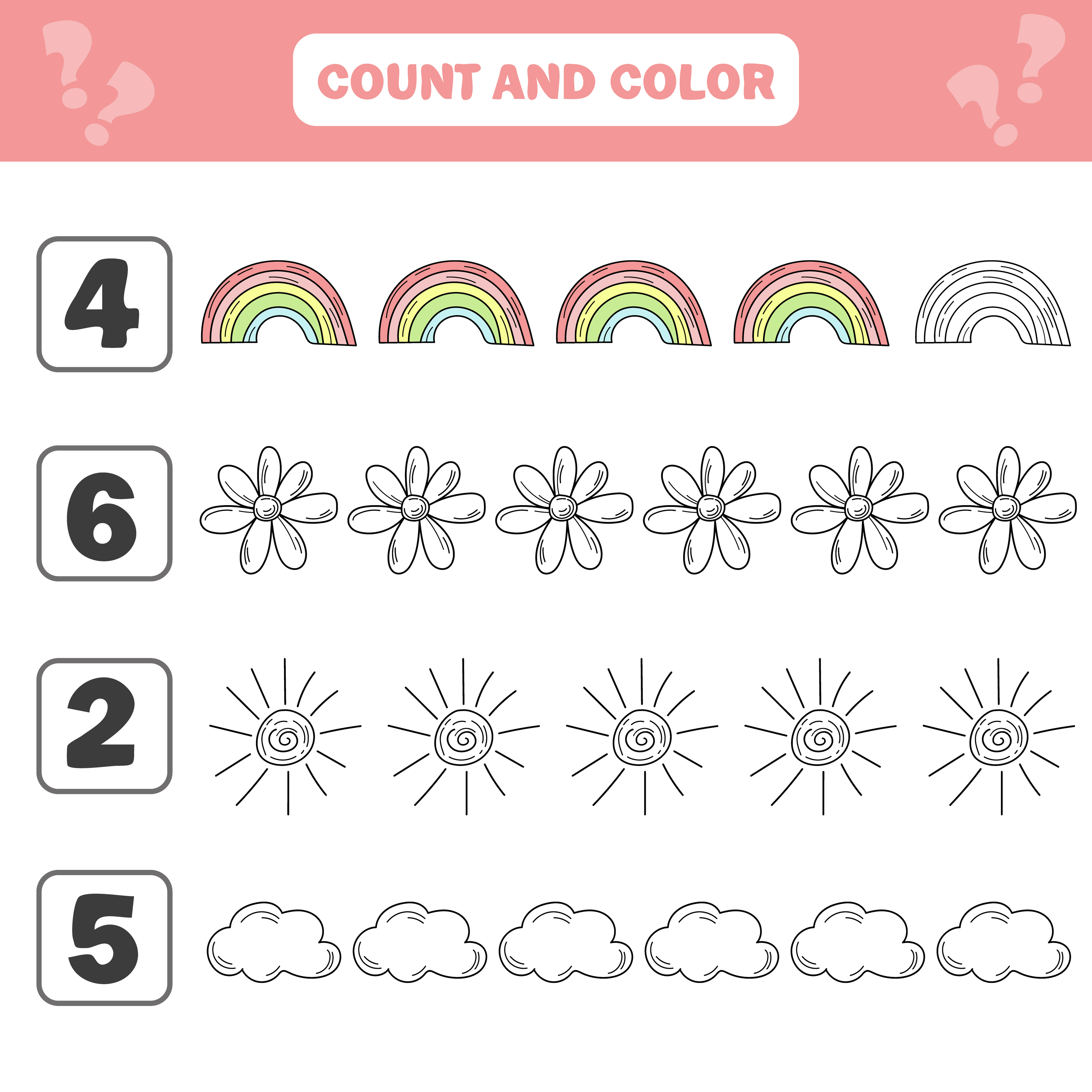 count and color game for preschool children summer items worksheet for kids 4597343 vector art at vecteezy