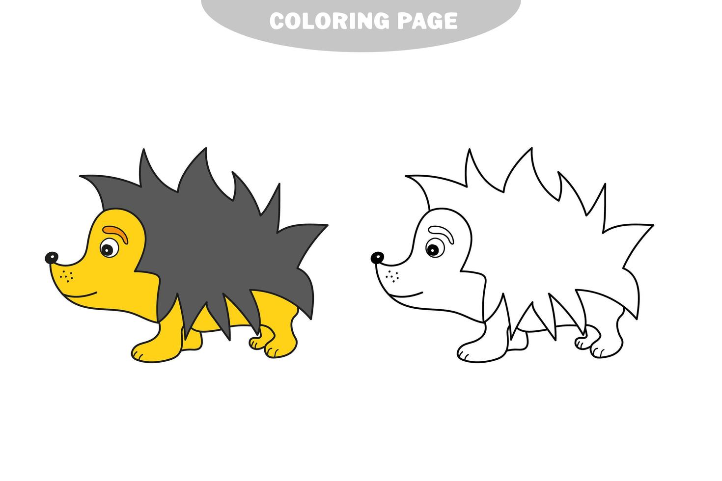 Simple coloring page. Hedgehog - little cute hedgehog, contour on white vector