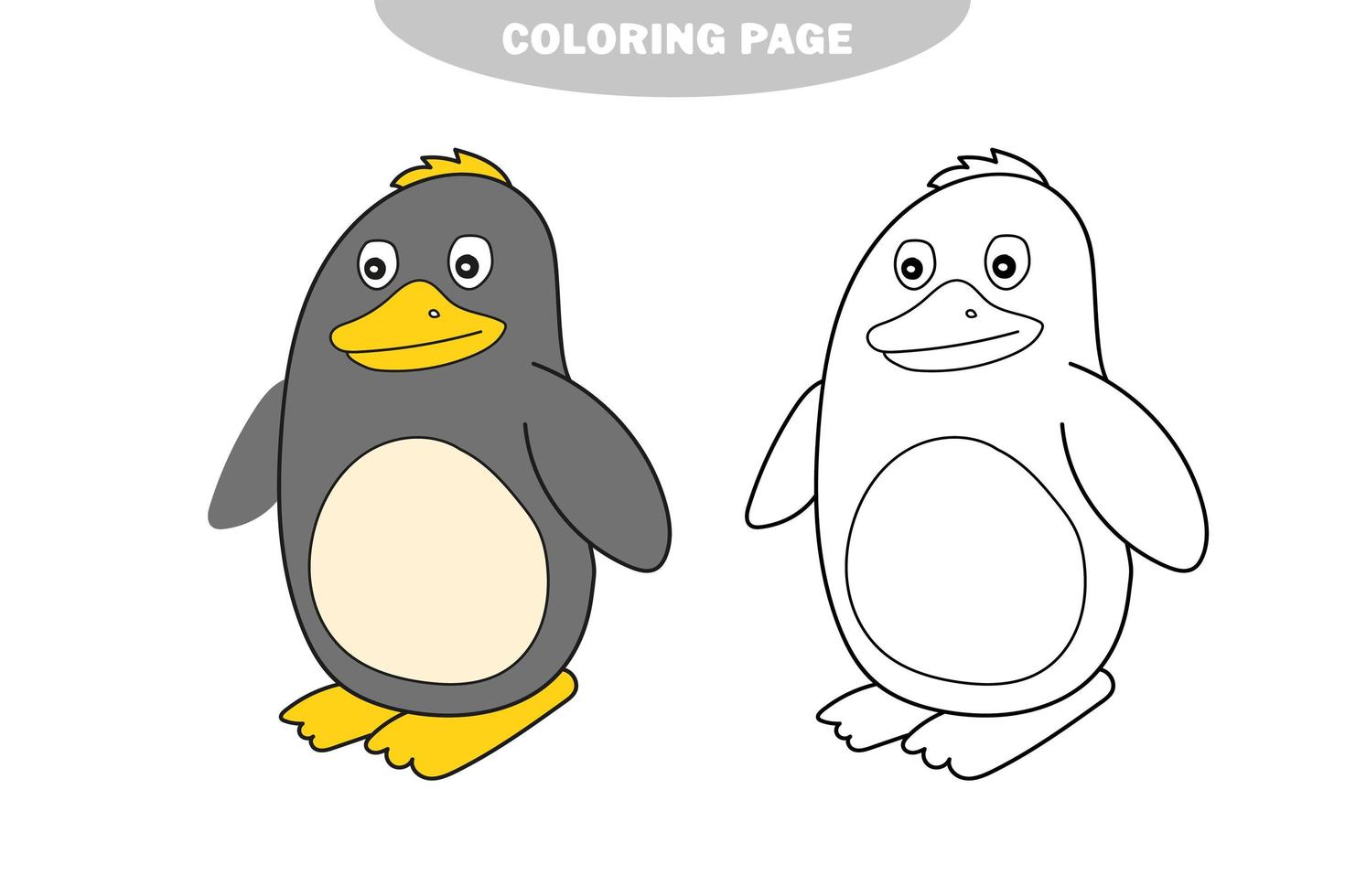simple página para colorear. Ilustración vectorial de dibujos animados de pingüinos - libro para colorear vector