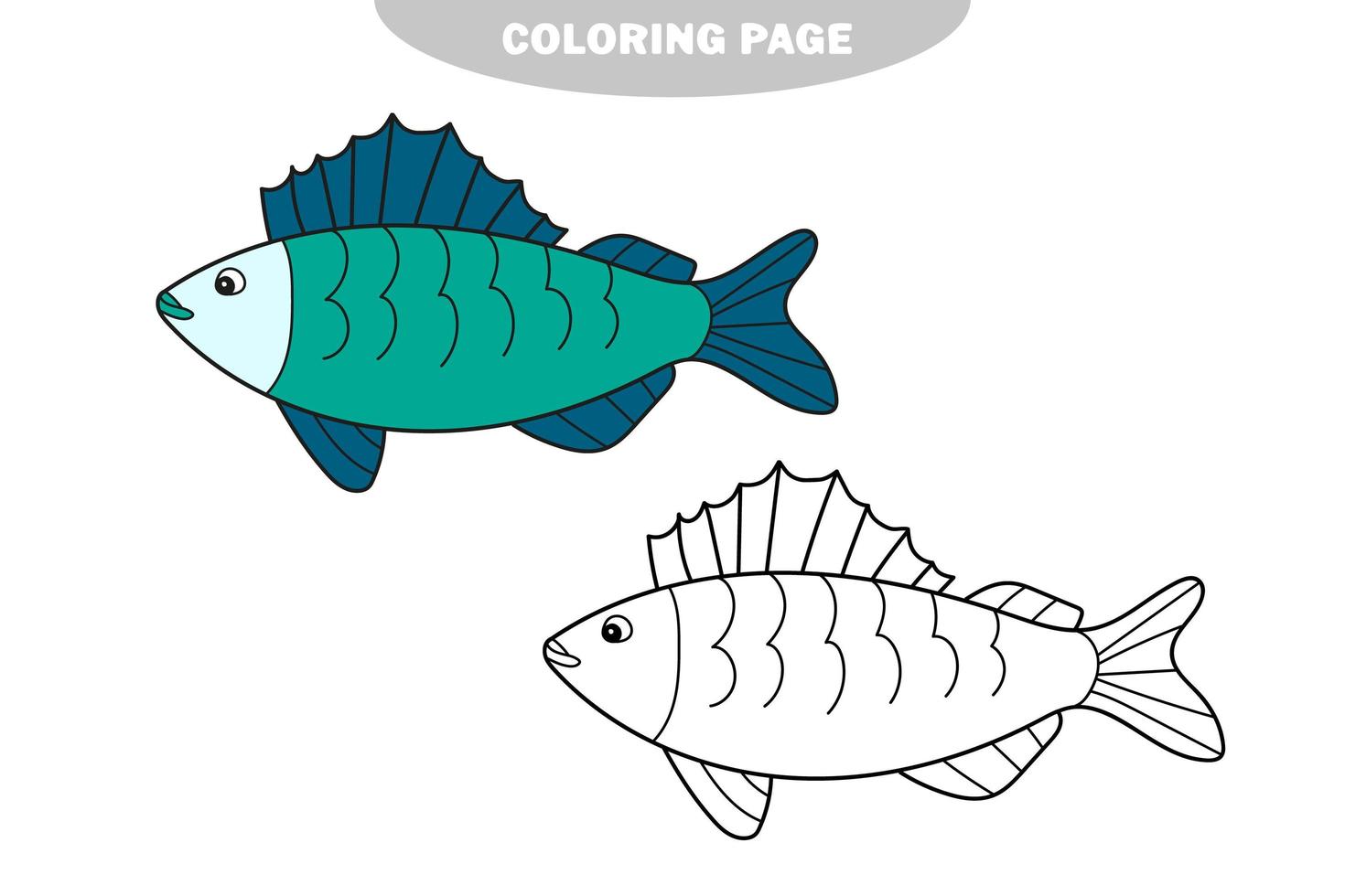 simple página para colorear. libro para colorear con gorguera. vector de pescado blanco de siberia