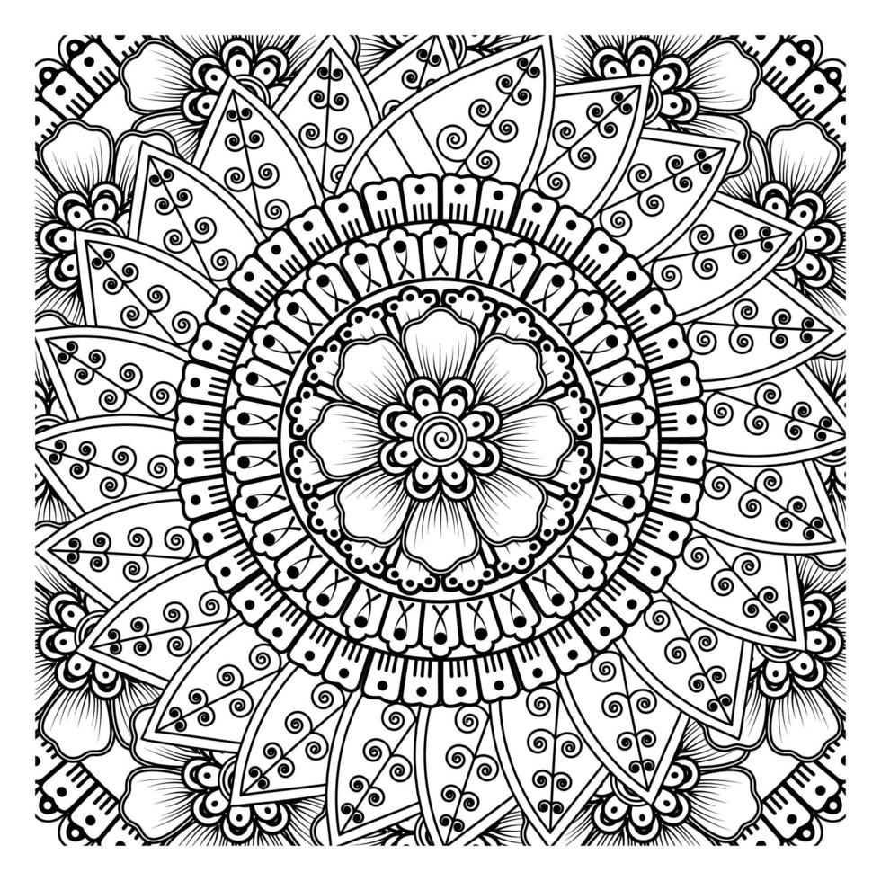 Mehndi flower for henna, mehndi, tattoo, decoration. Decorative ornament in ethnic oriental style, doodle ornament, outline hand draw. Coloring book page. vector