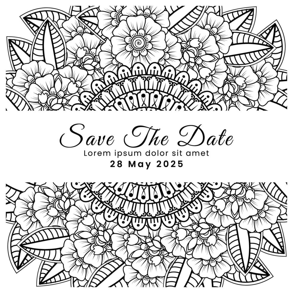 guarda la fecha con la flor mehndi. decoración en adornos étnicos orientales, doodle. vector