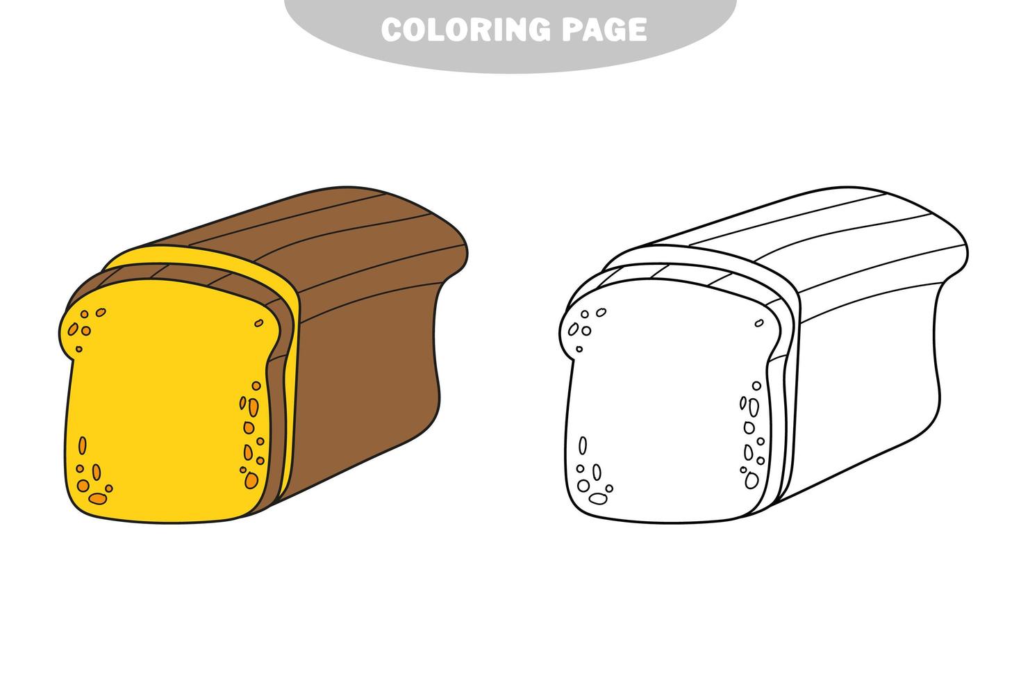 Simple coloring page. Vector line art illustration with bread. Sketch isolated