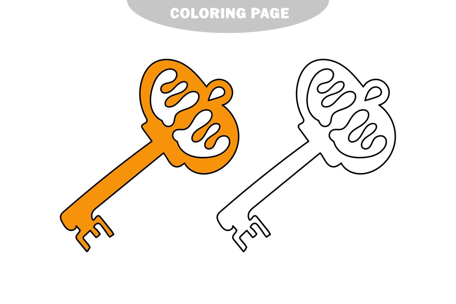 Simple coloring page. Vintage key. Black and white image for coloring book vector