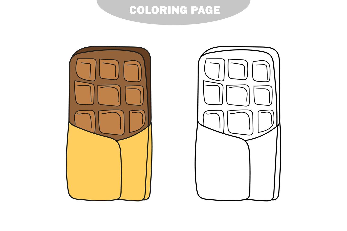 Simple coloring page. Chocolate packaging. Simple freehand drawing for coloring. vector