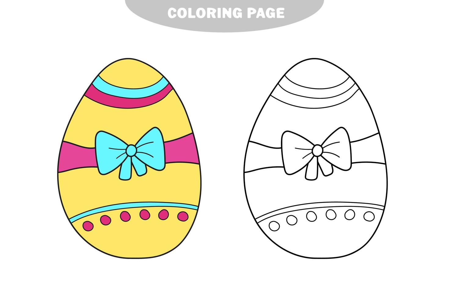 Simple coloring page. Decoration easter egg. Coloring book for kids. vector