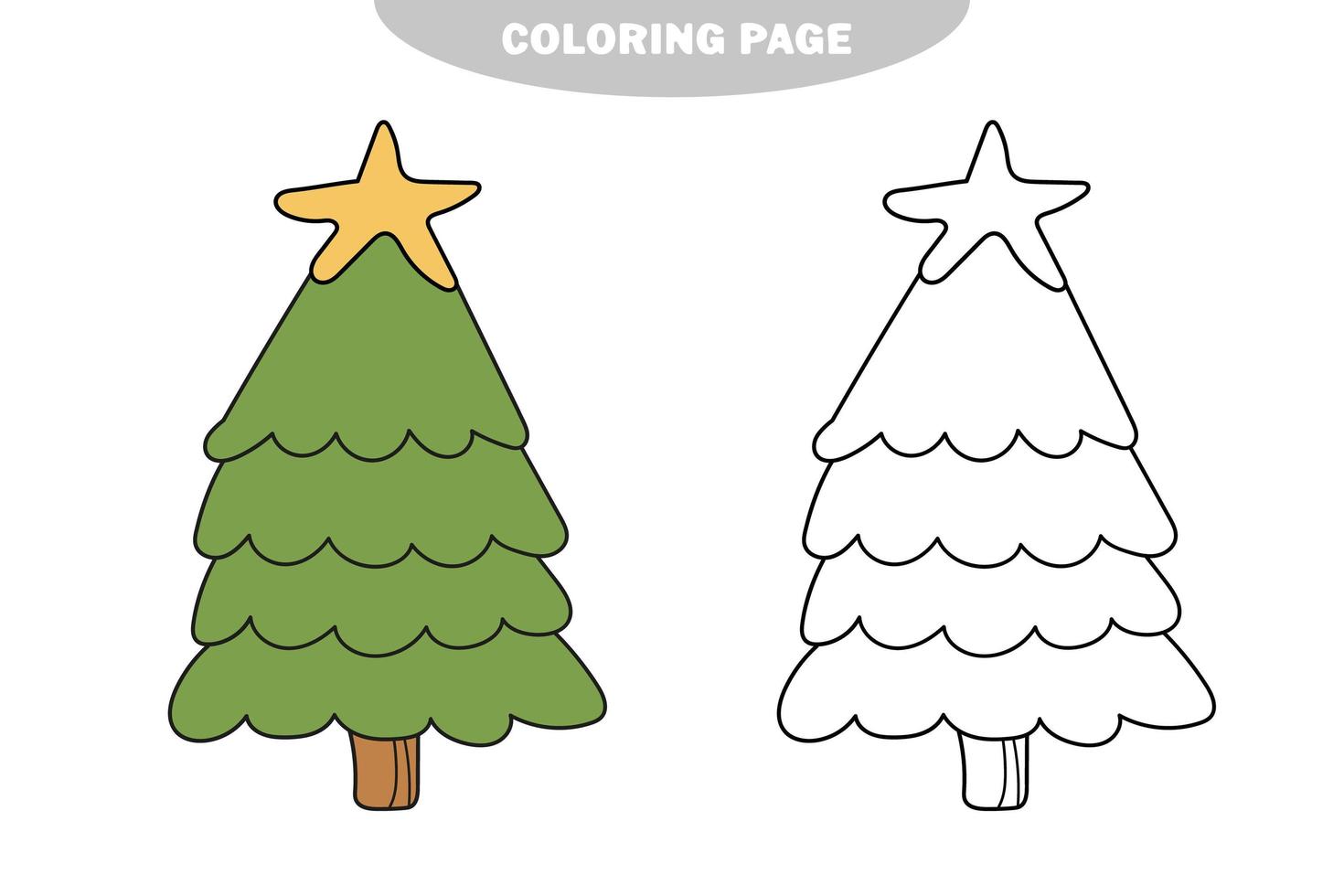 Simple coloring page. New Year Tree to be colored, the coloring book for kids vector