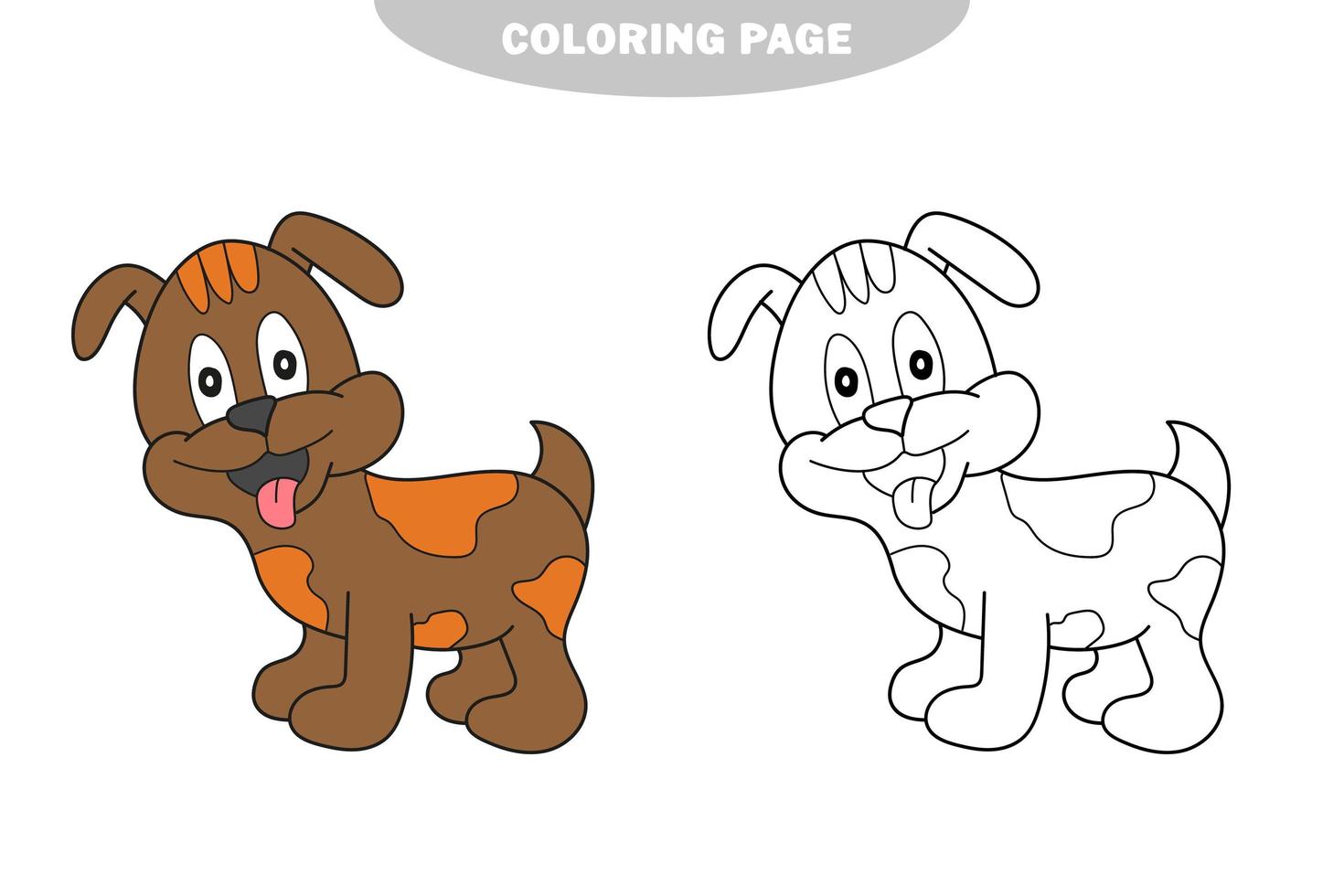 simple página para colorear. cachorro de dibujos animados, ilustración vectorial de perro lindo vector
