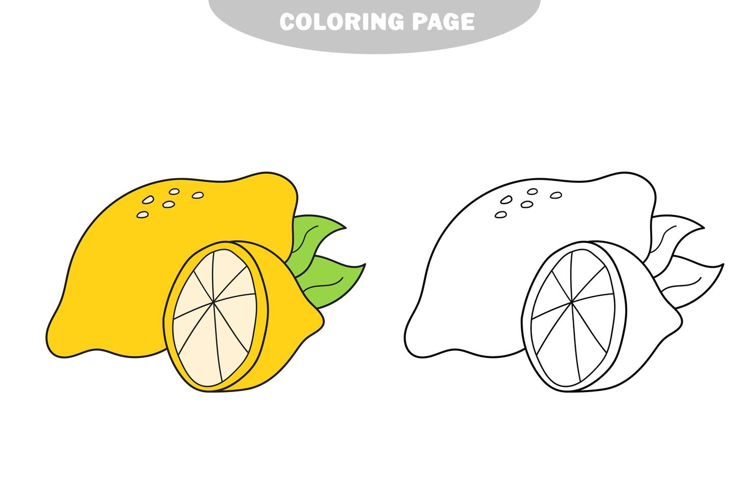 simple página para colorear. Ilustración de dibujos animados de libro para colorear de limón divertido vector