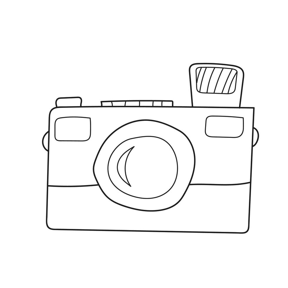 Simple coloring page. Camera. Line art. Line icon. Coloring pages for children vector