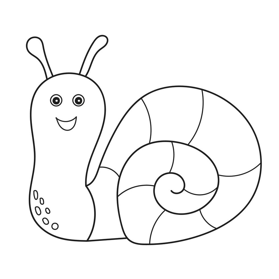 Simple coloring page. Little cute snail, contour vector