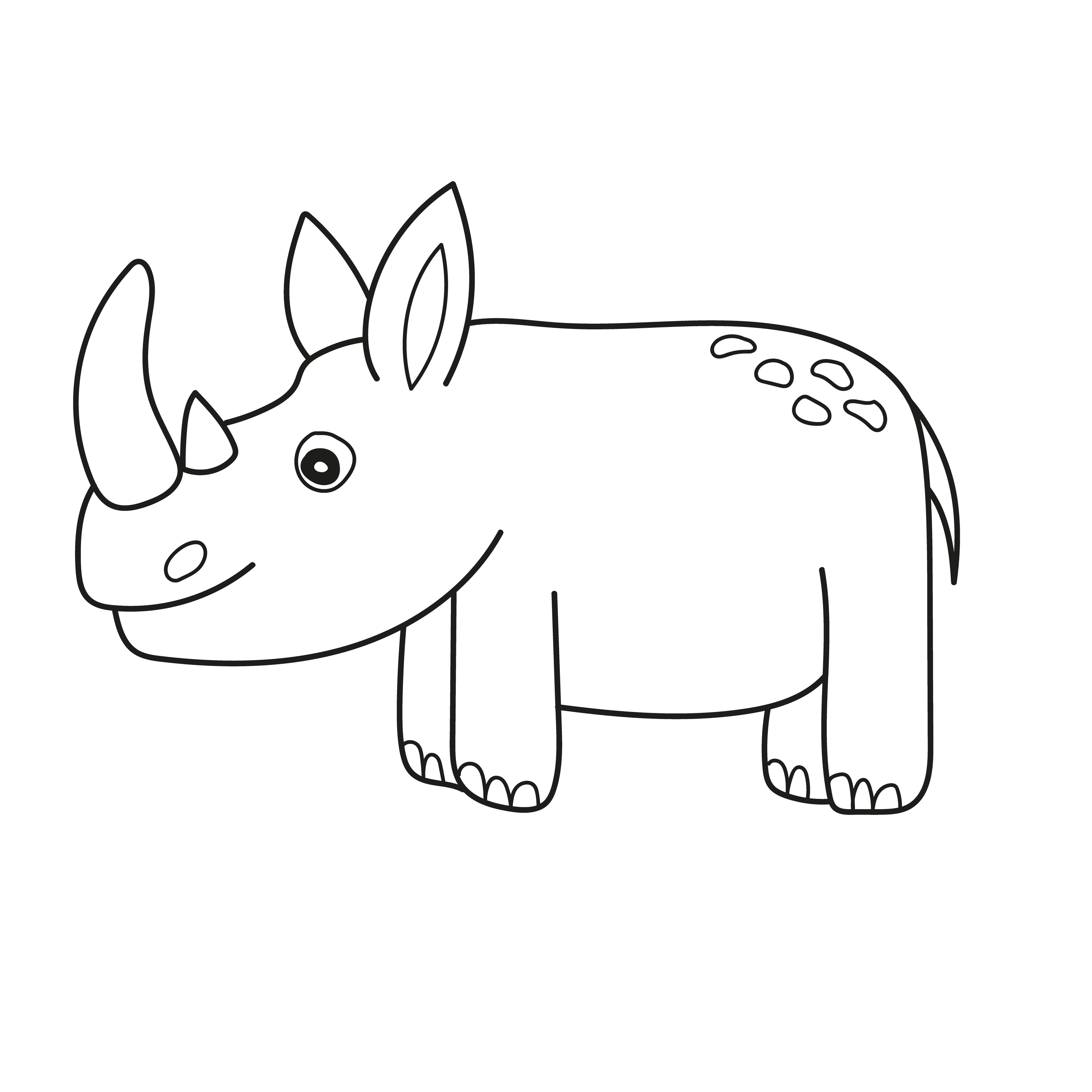 Simple coloring page. Cute rhinoceros. Vector of cute cartoon ...