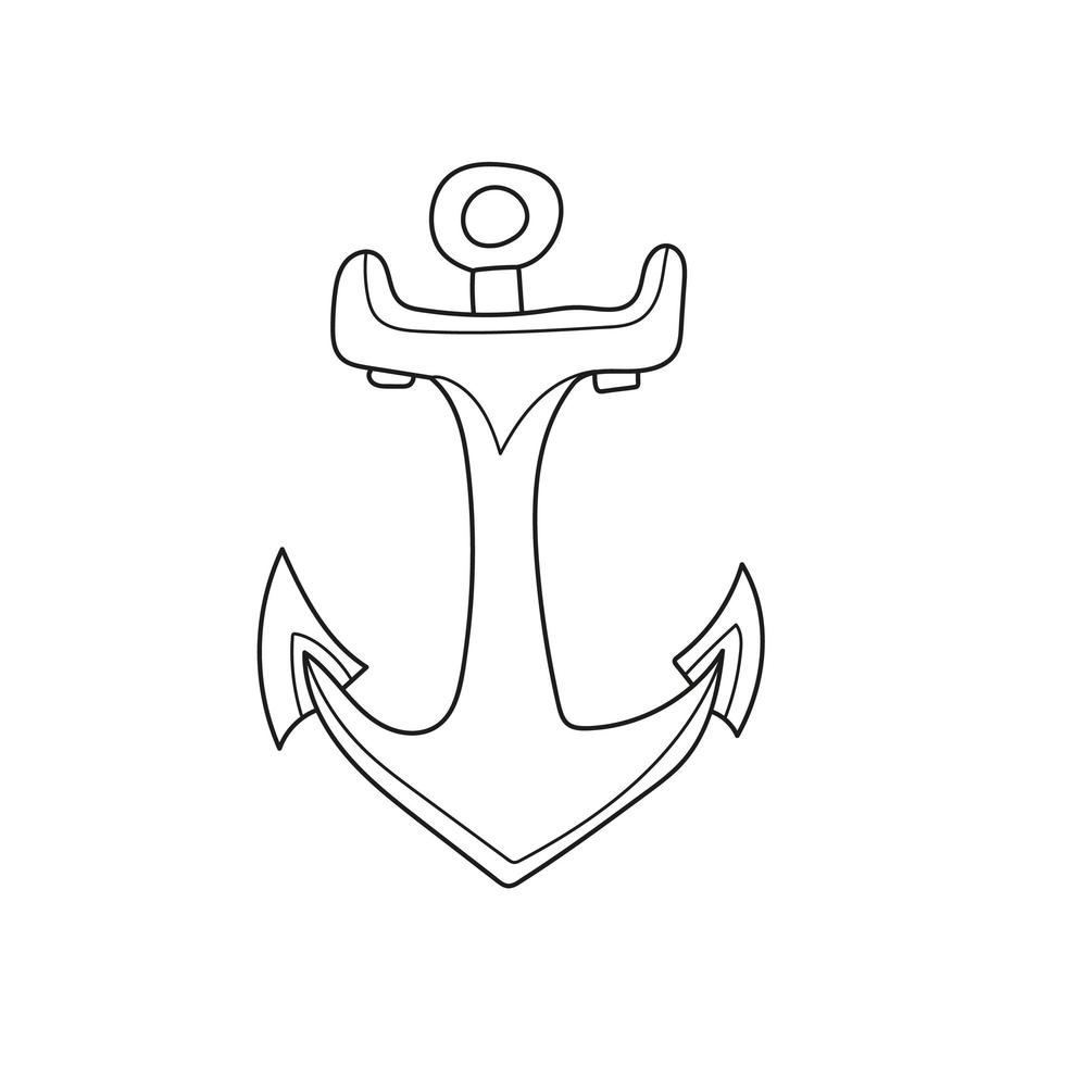 Simple coloring page. Anchor. Cartoon vector illustration on white