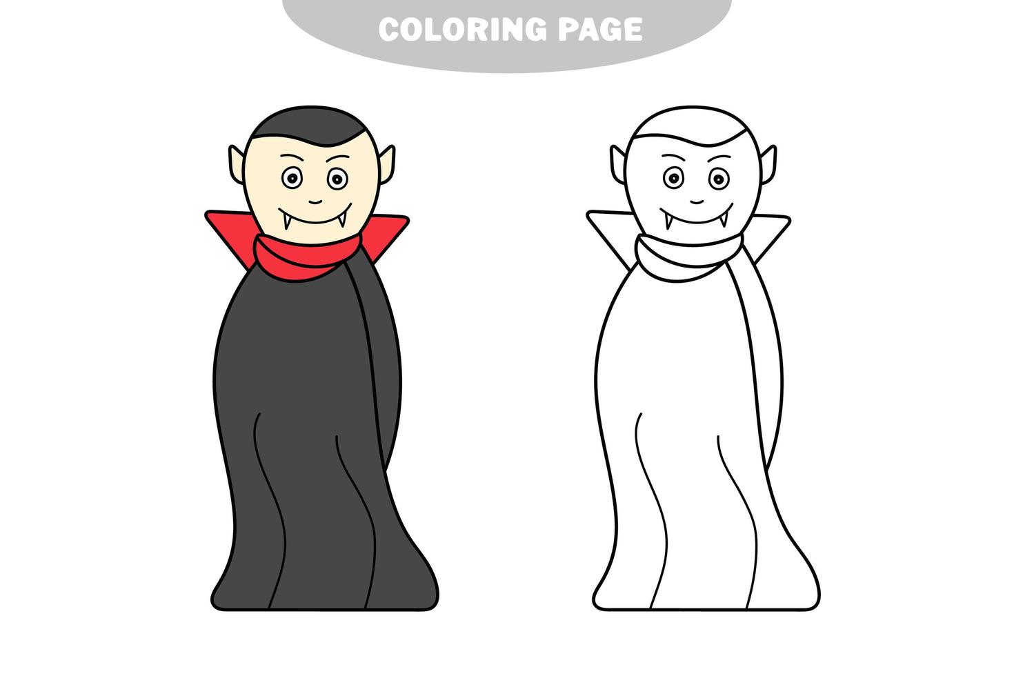 simple página para colorear. página para colorear - vampiro dracula vector