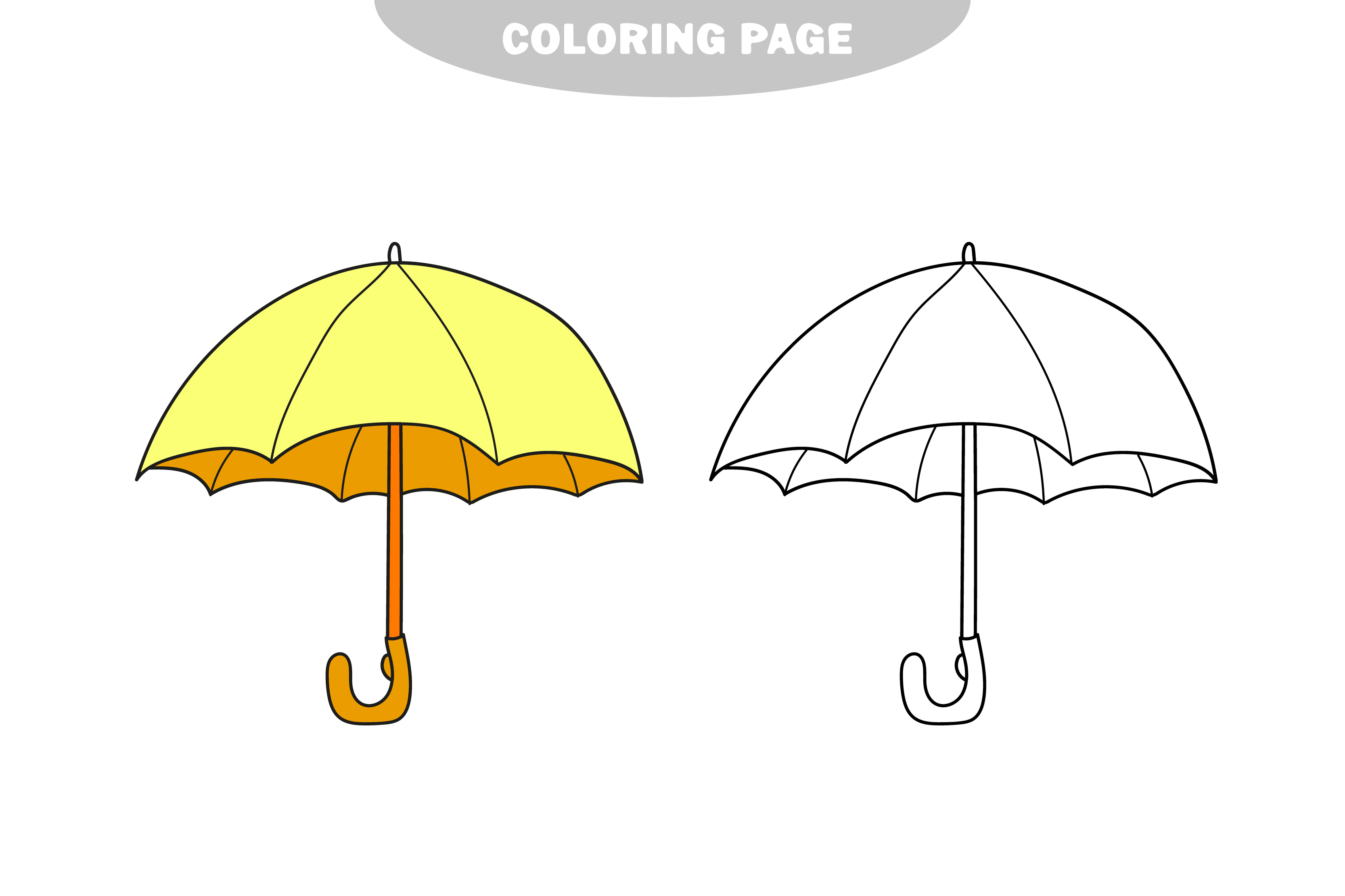 Simple coloring page. Illustration - black and white umbrella for