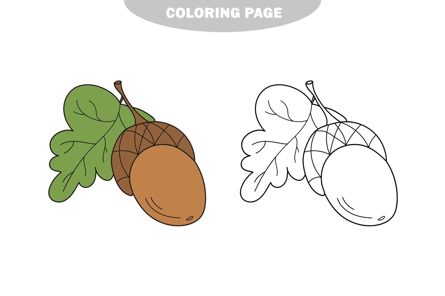 simple página para colorear. bellota - página para colorear, juego para niños, niños vector