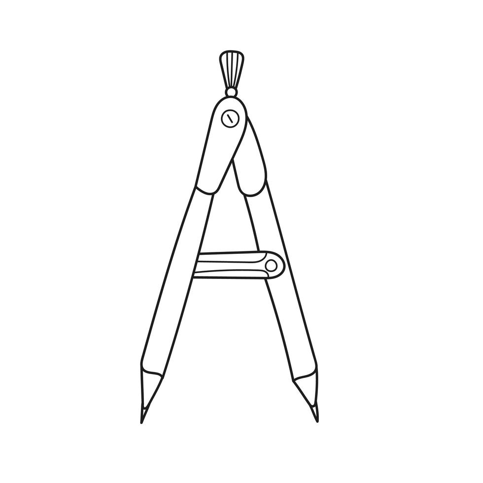 Simple coloring page. Geometry compass divider outline vector icon