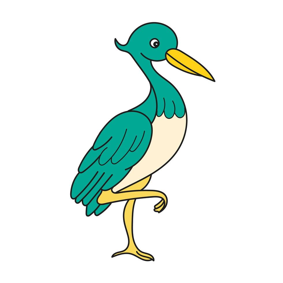 icono de dibujos animados simple. Garza de dibujos animados lindo aislado sobre fondo blanco. vector