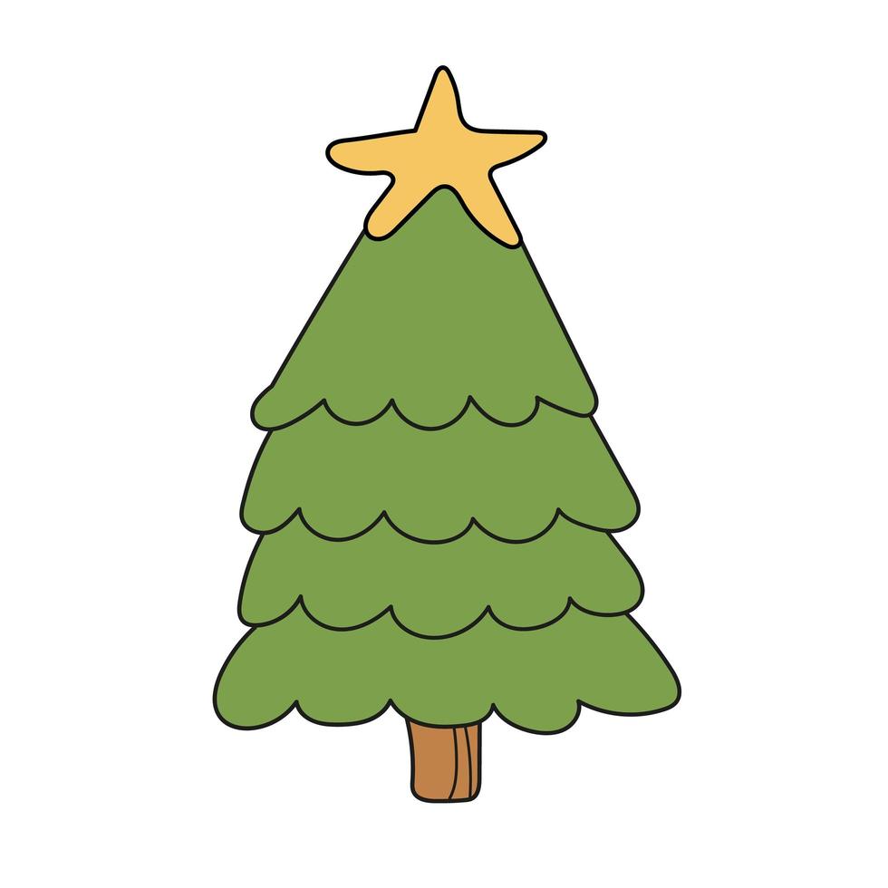 icono de dibujos animados simple. arbol de año nuevo vector